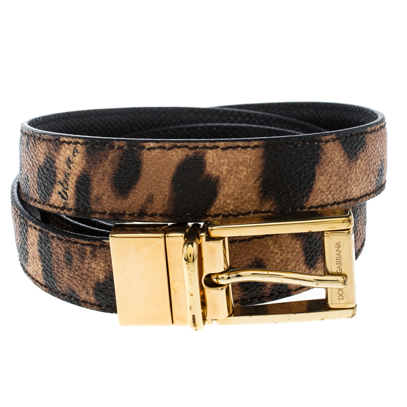 

Dolce and Gabbana Brown Leopard Print Leather Belt