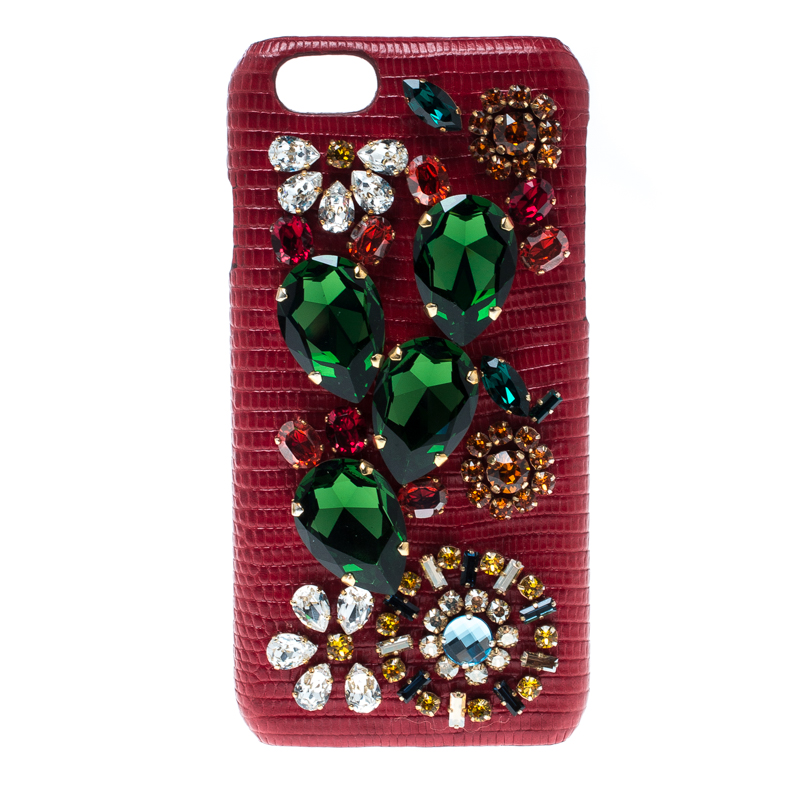 Pre Owned حافظة أيفون 7 بلاس دولتشي أند غابانا مزخرفة كريستال طباعة أناناس وردية