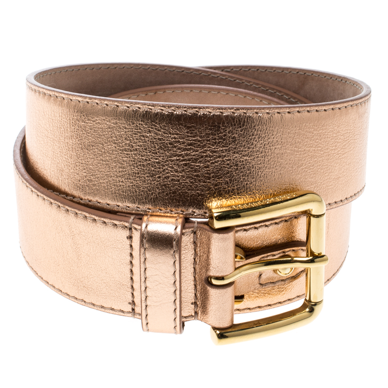 

Dolce & Gabbana Bronze Leather Logo Belt, Metallic