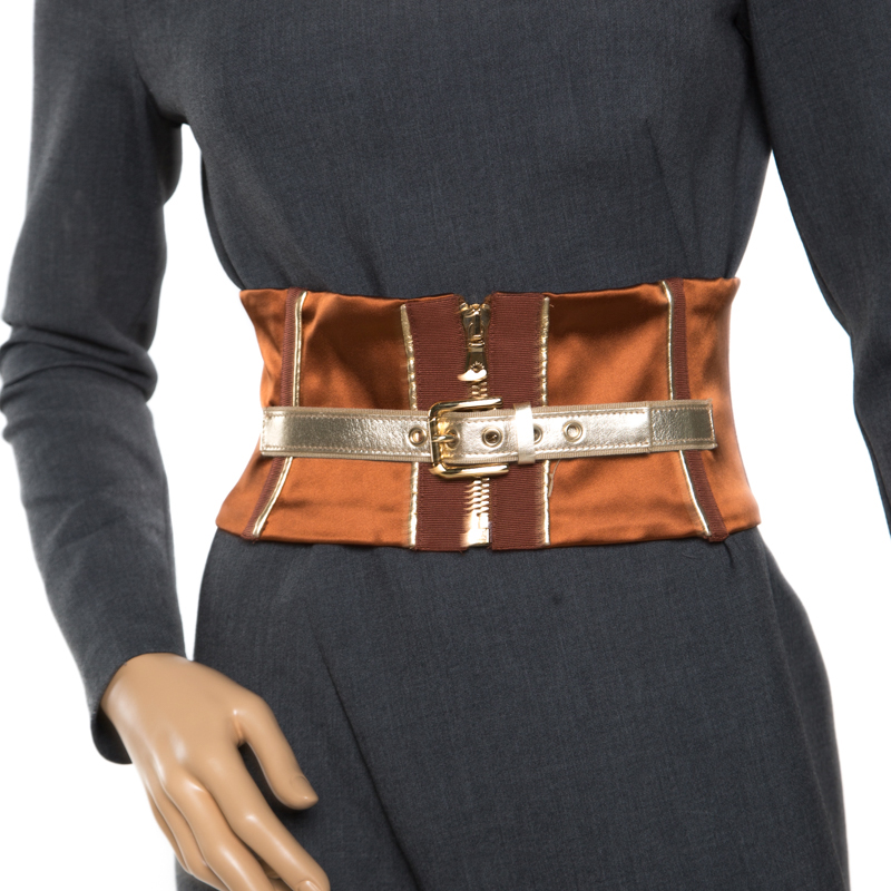 

Dolce and Gabbana Caramel Brown Tie-Up Detail Corset Belt
