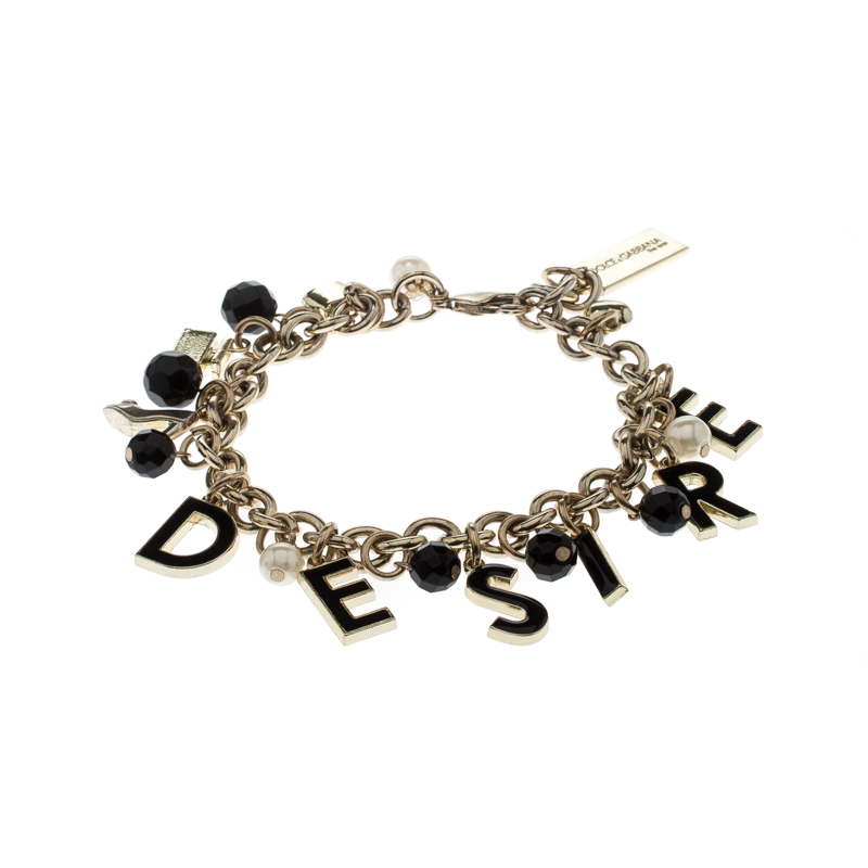 

Dolce and Gabbana Desire Charm Enamel Gold Tone Bracelet