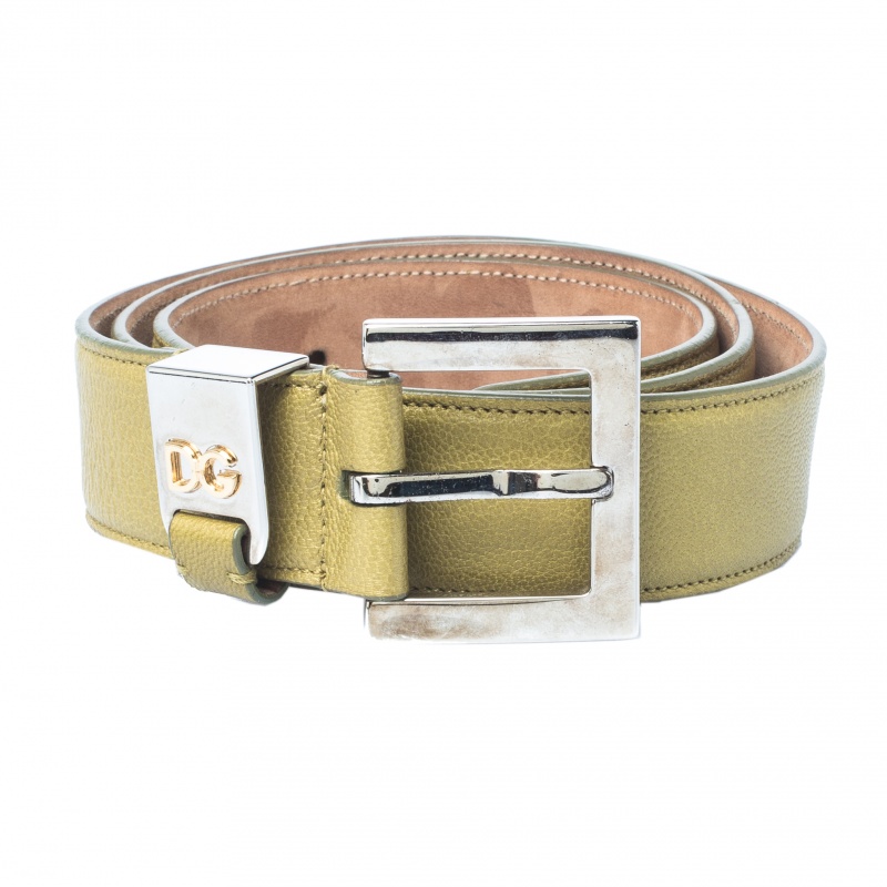 

Dolce and Gabbana Green Leather Buckle Belt