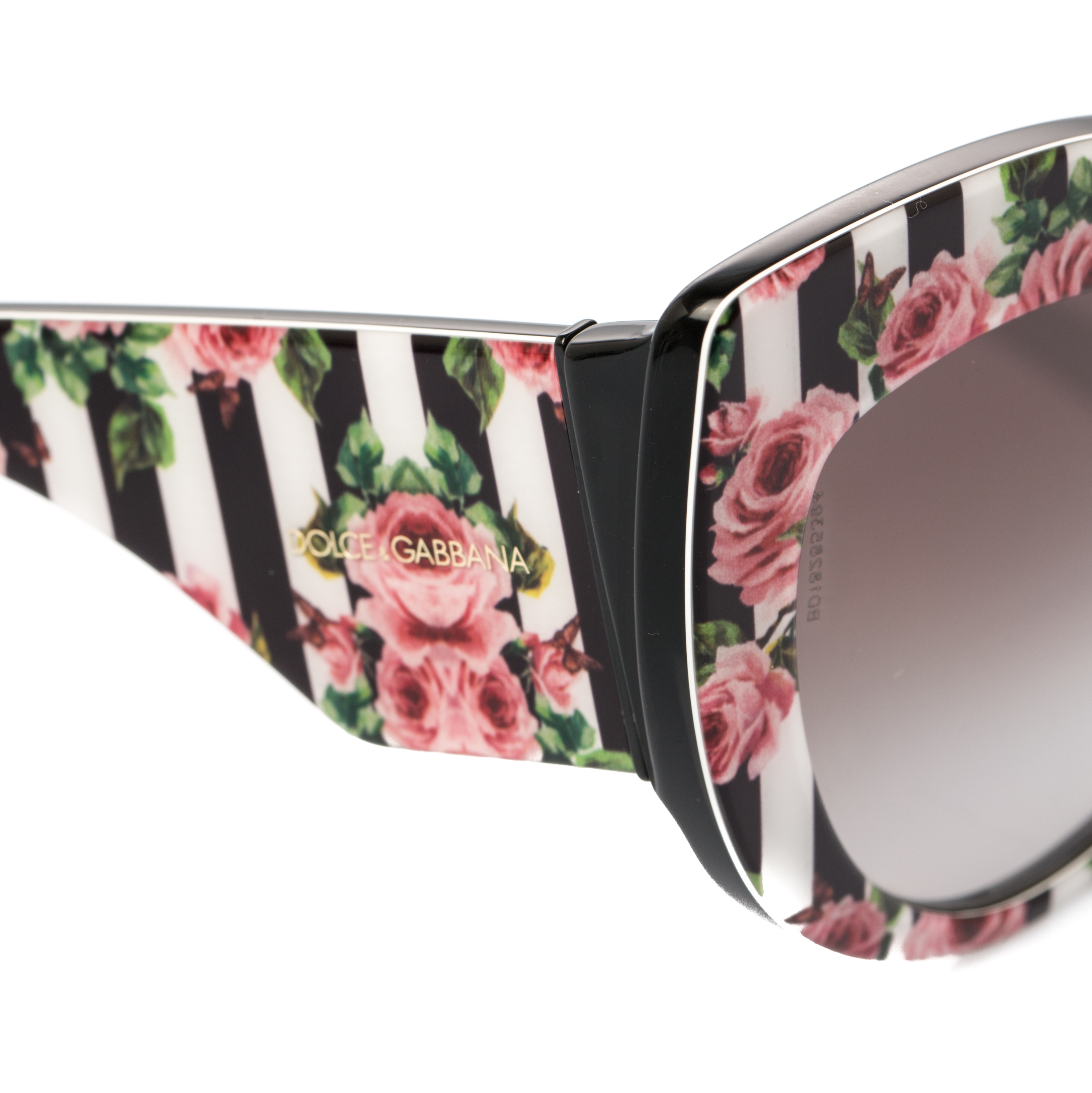 Pre Owned Dolce & Gabbana Rose Printed/ Black Gradient DG4321-F Rose Collection Cat Eye Sungalsses