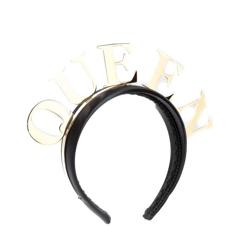 

Dolce and Gabbana Queen Gold Tone Black Satin Headband