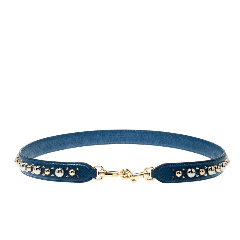 مملوكة مسبقًا Dolce and Gabbana Blue Studded Bag Strap