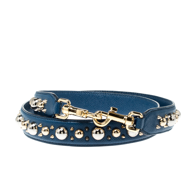 

Dolce and Gabbana Blue Studded Bag Strap