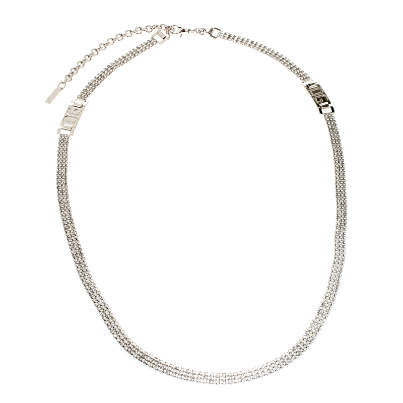 

Dolce and Gabbana Crystal Silver Tone Chain Link Waist Belt