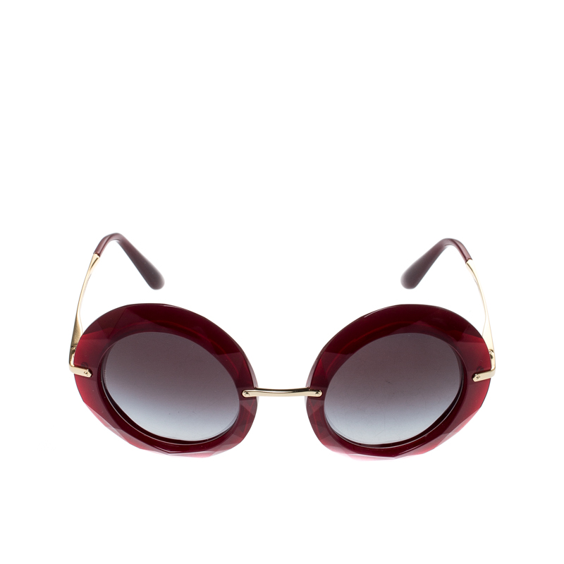 

Dolce & Gabbana Red/ Black Gradient DG6105 Oversized Round Sunglasses