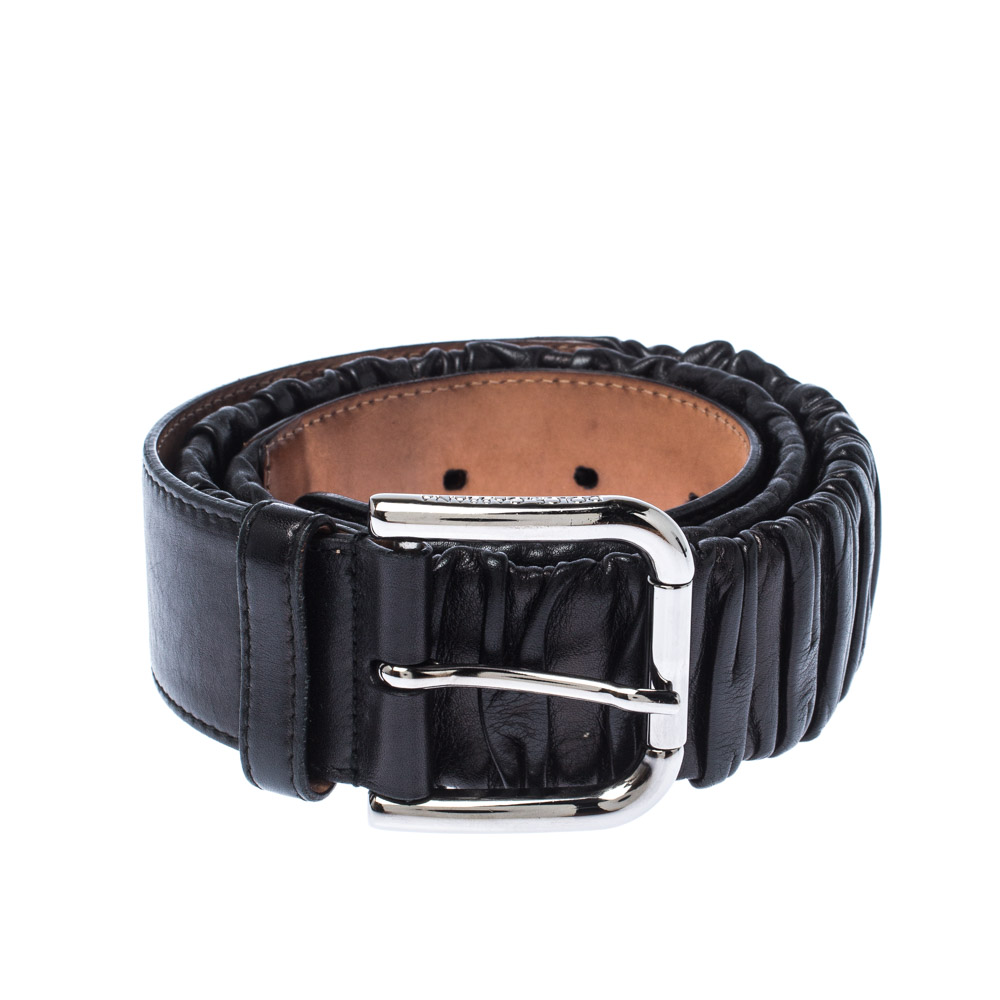 

Dolce & Gabbana Black Scrunch Leather Buckle Belt