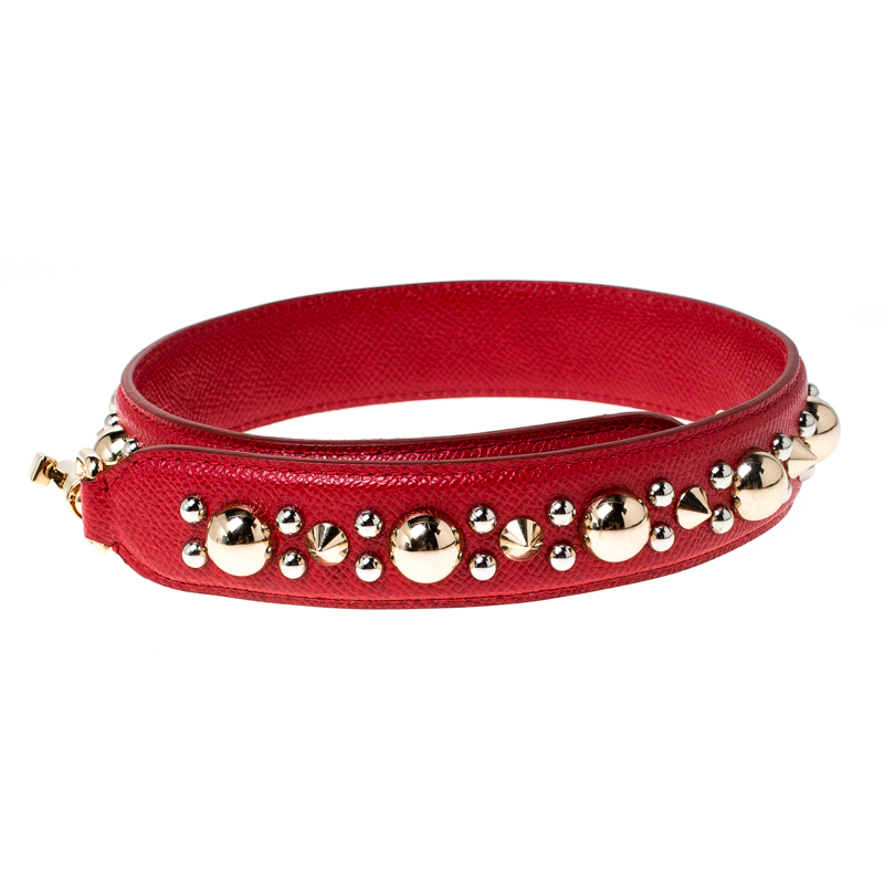 

Dolce & Gabanna Red Leather Studded Shoulder Bag Strap