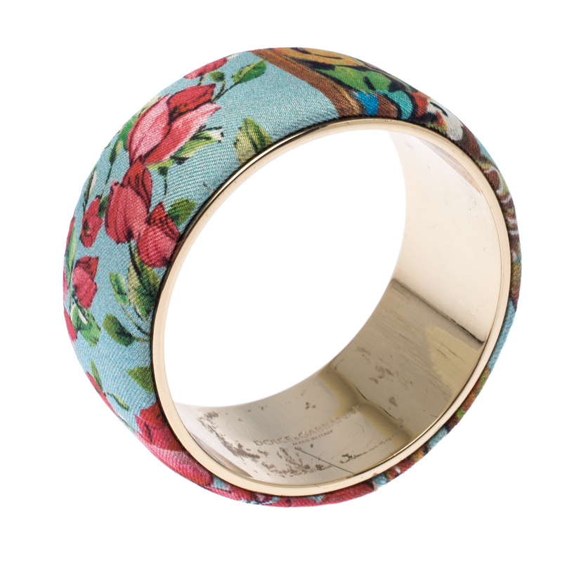 

Dolce & Gabbana Multicolor Floral Print Fabric Wide Bangle Bracelet