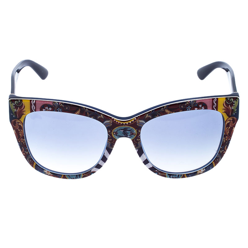 

Dolce & Gabbana Multicolor Printed/Blue DG 3036/19 Cat Eye Sunglasses