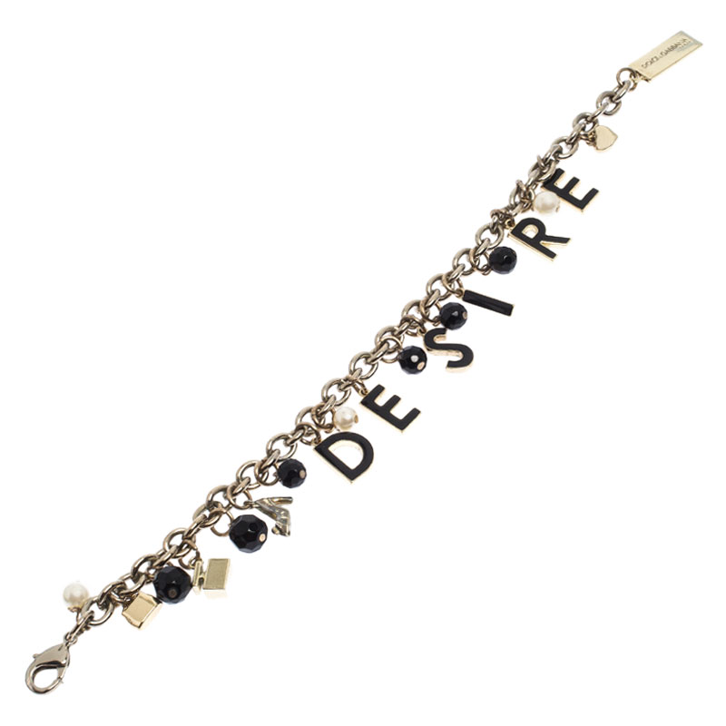 

Dolce and Gabbana Desire Charm Enamel Gold Tone Bracelet