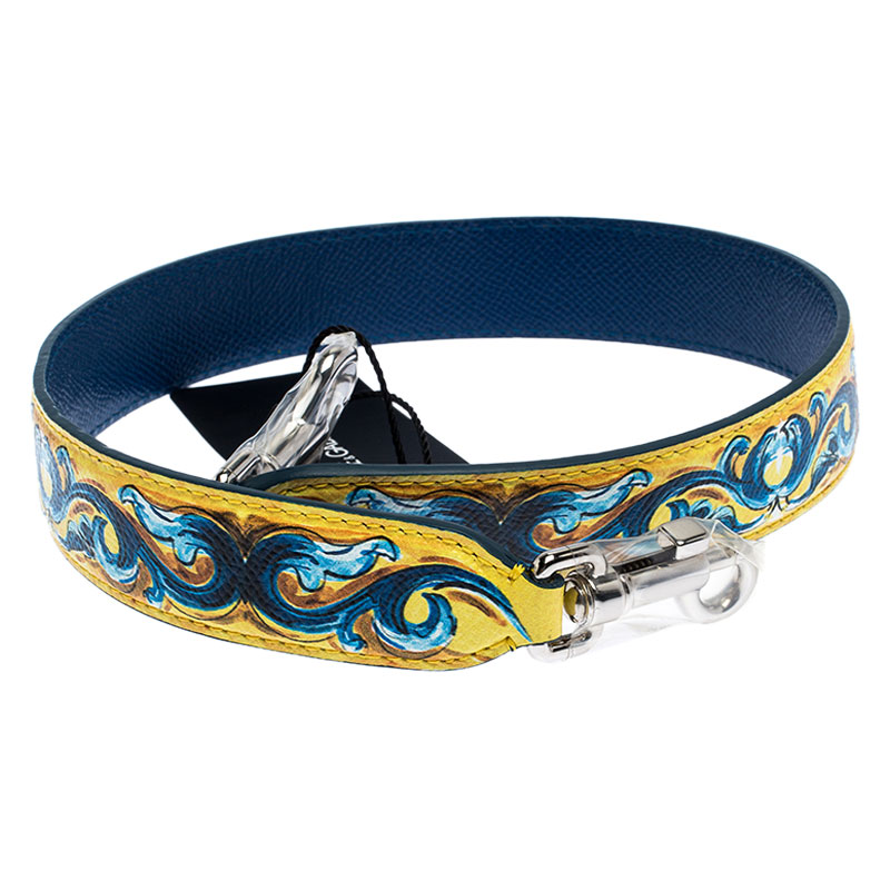 

Dolce and Gabbana Yellow/Blue Leather Majolica Bag Strap