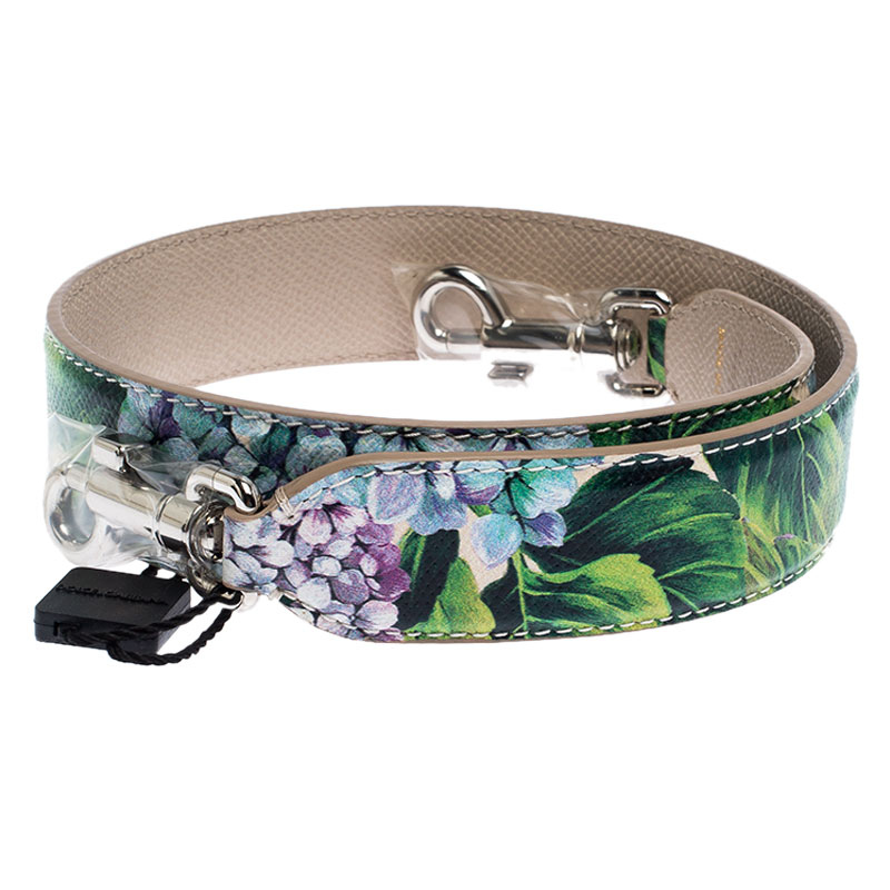 

Dolce and Gabbana Multicolor Hydrangea Print Leather Bag Strap