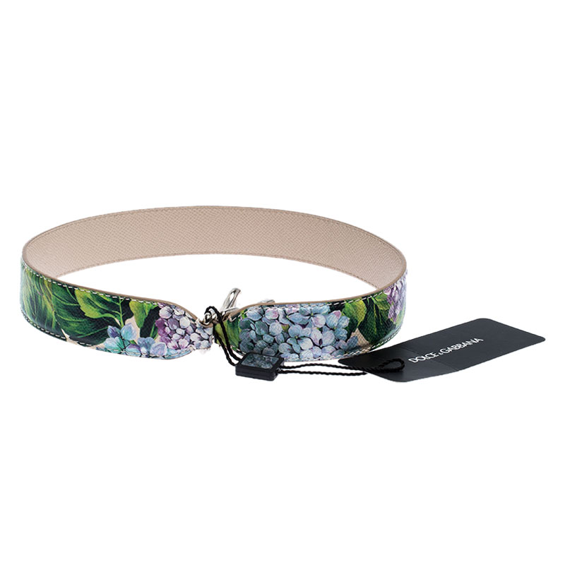 Pre Owned Dolce and Gabbana Multicolor Hydrangea Print Leather Bag Strap