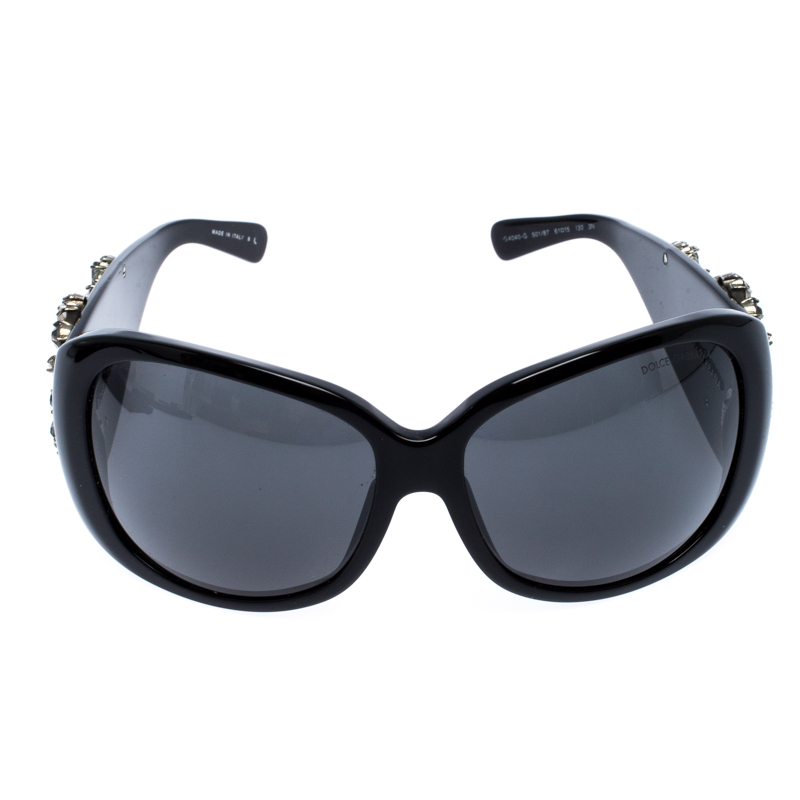 

Dolce & Gabbana Black DG 4040-G Crystal Embellished Oversize Sunglasses