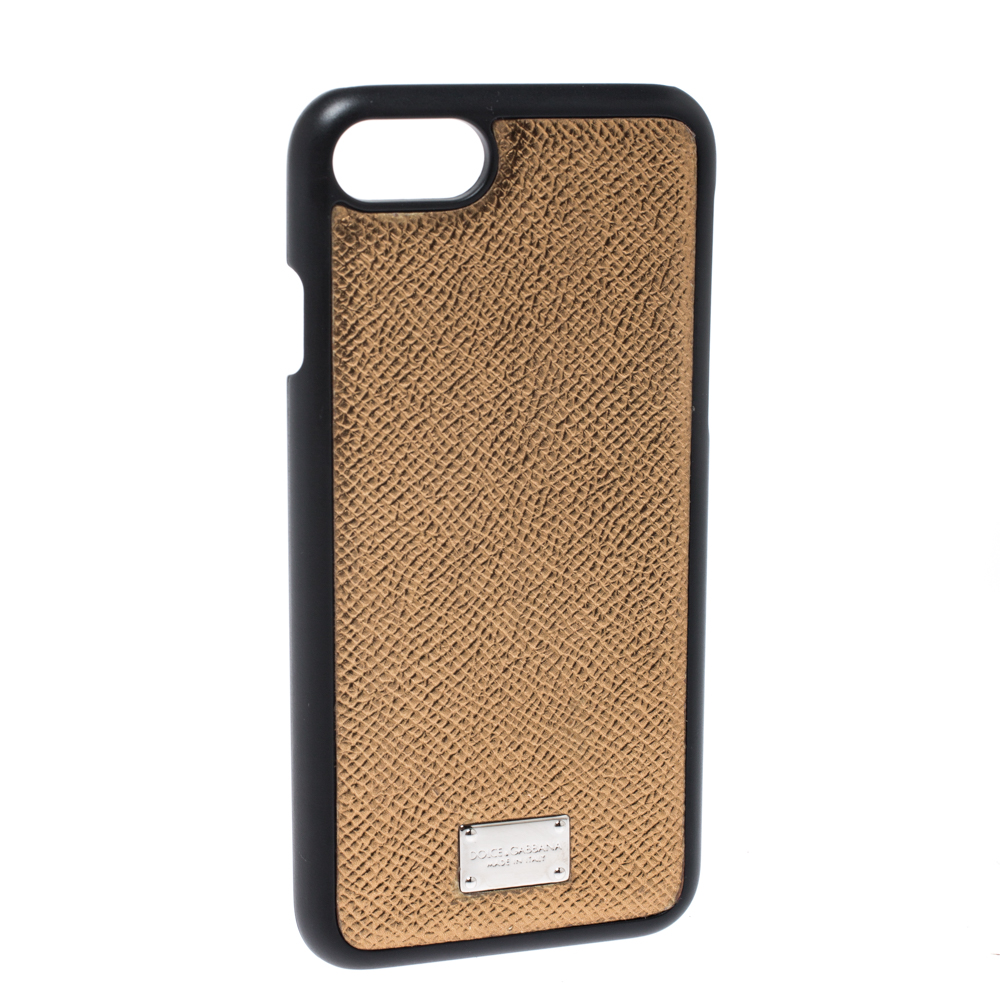 

Dolce & Gabbana Metallic Gold/Black Leather Iphone 7 Case