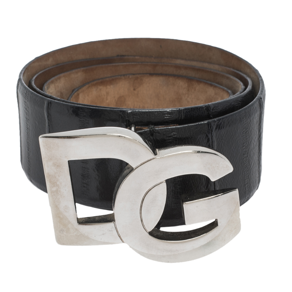 

Dolce & Gabbana Black Leather Logo Buckle Belt