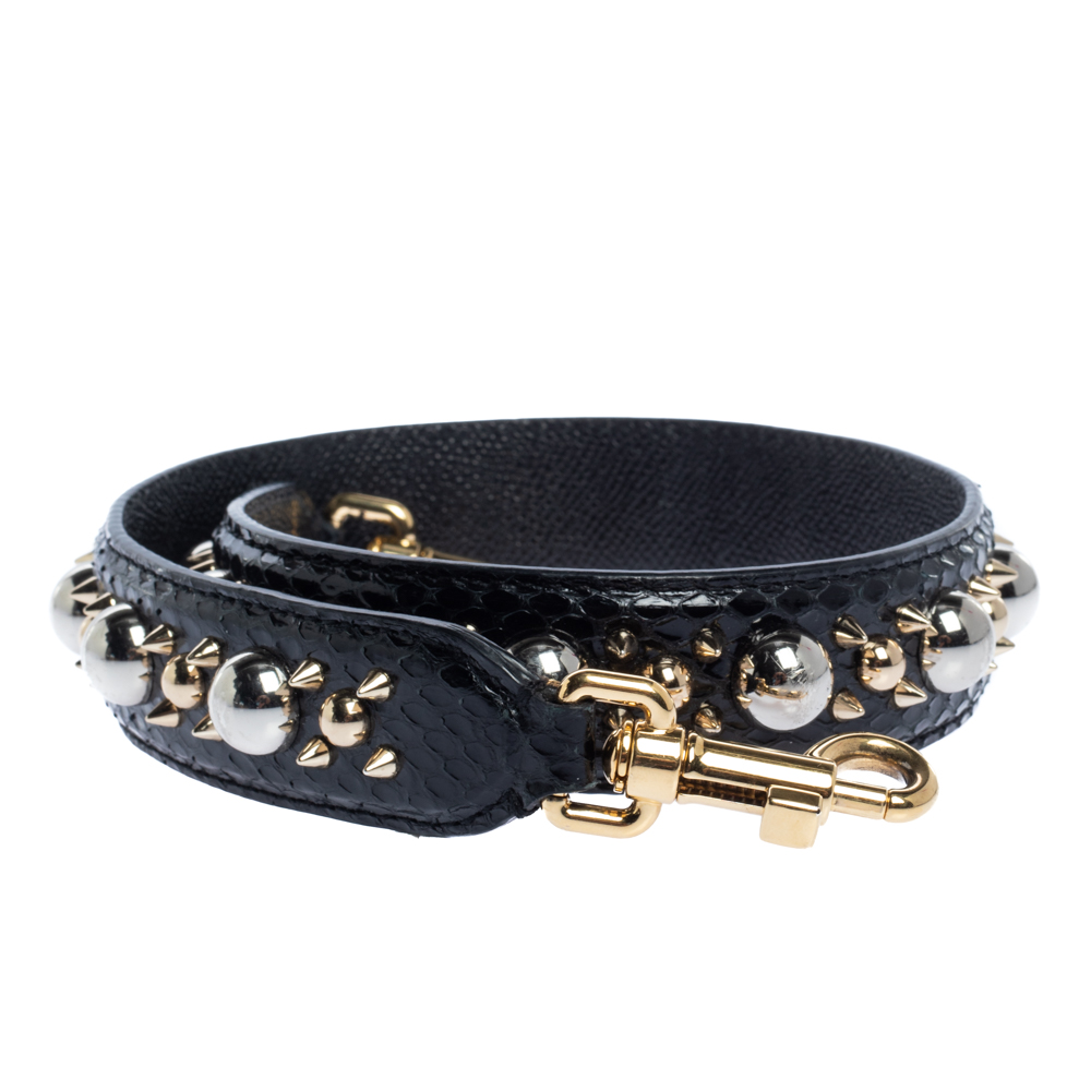 

Dolce & Gabbana Black Snakeskin Studded Shoulder Bag Strap