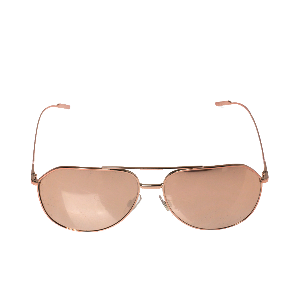 

Dolce & Gabbana Rose Gold Plated/ Gold Mirrored DG 2166 Gold Edition Aviator Sunglasses