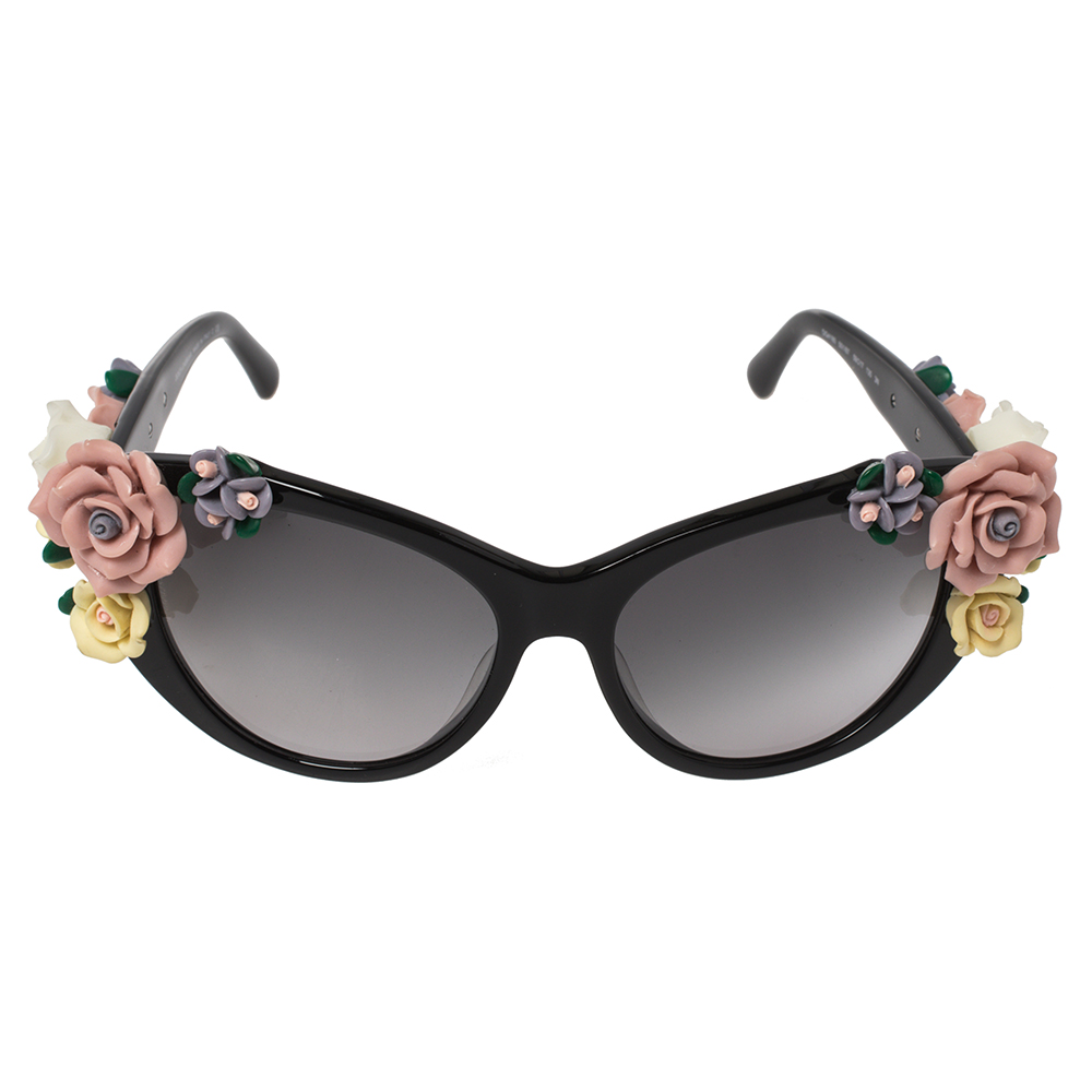 

Dolce & Gabbana Black Gradient DG 4180 501/87 Floral Sunglasses
