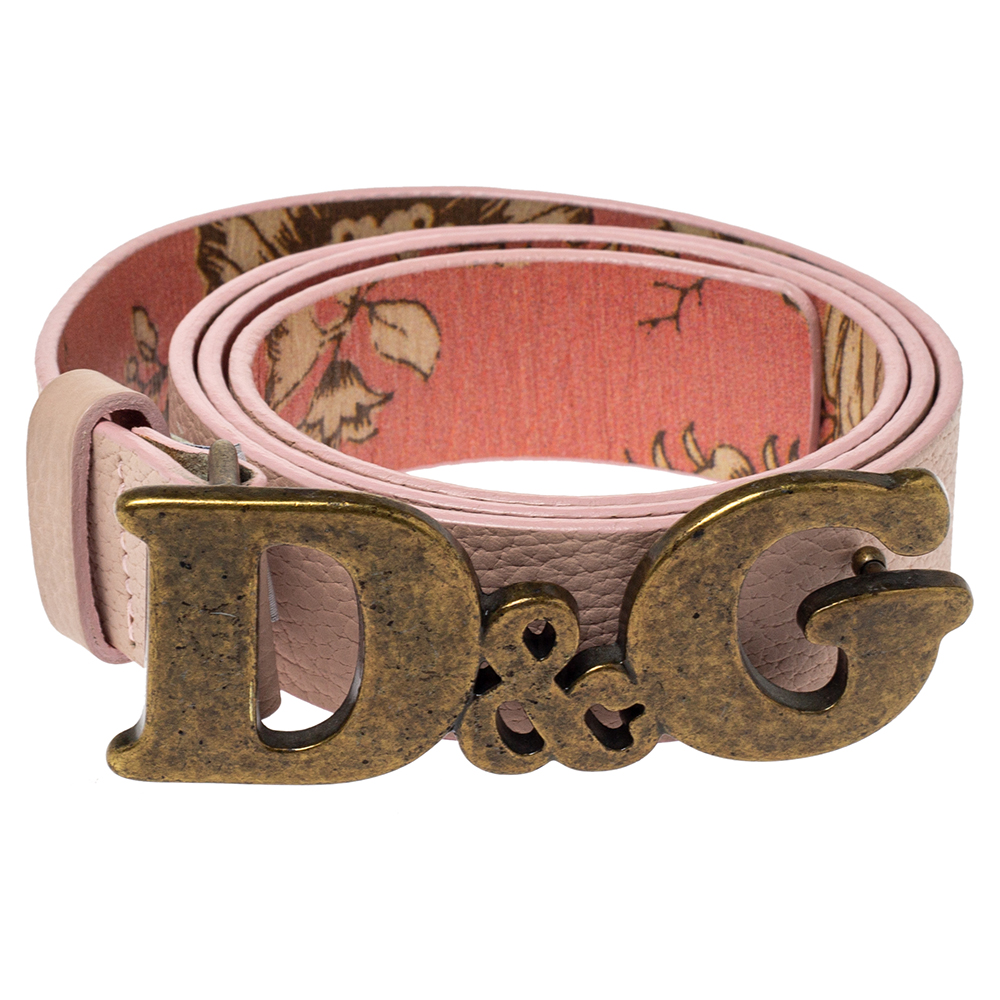 

Dolce & Gabbana Pink Leather D&G Logo Belt