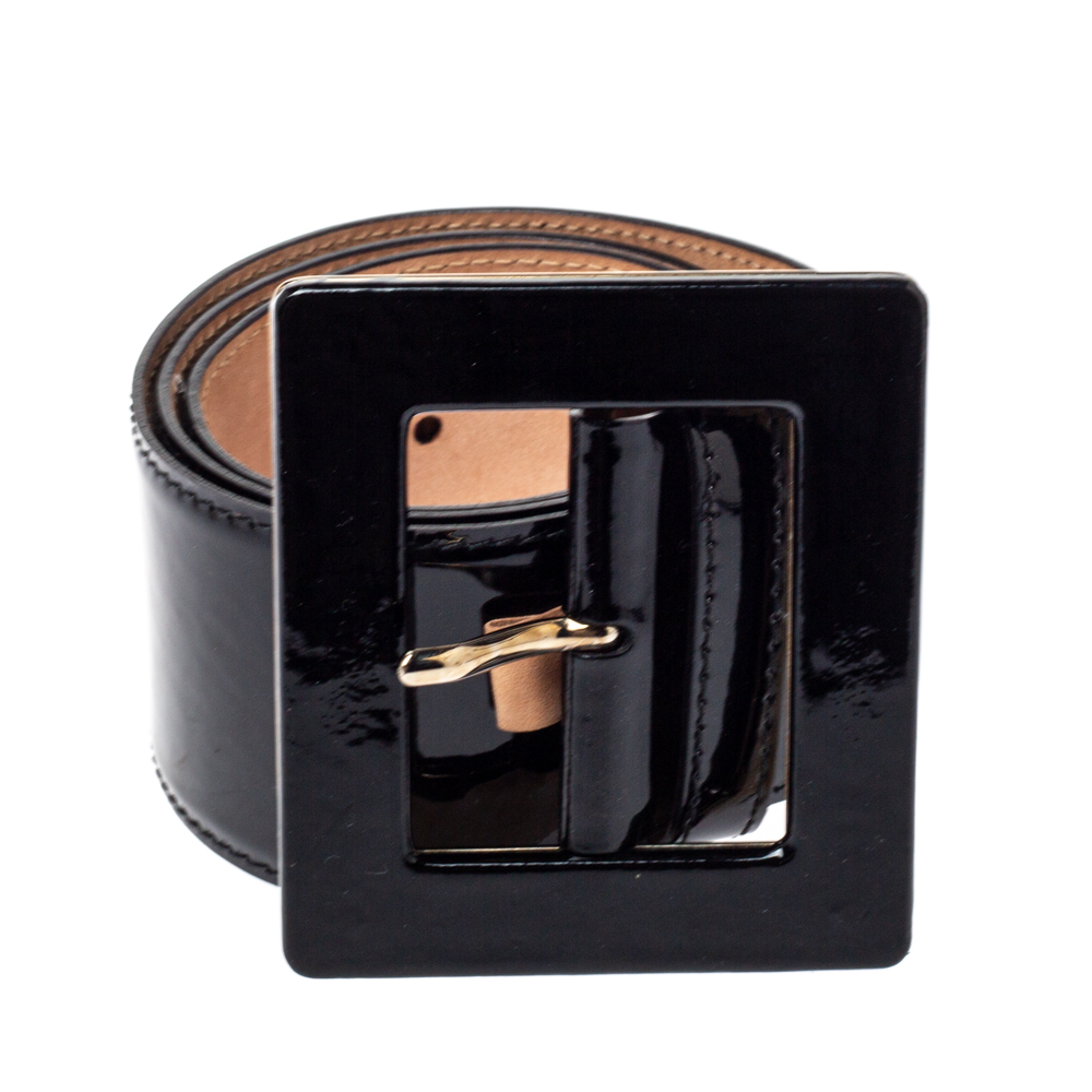 

Dolce & Gabbana Black Patent Leather Wide Belt