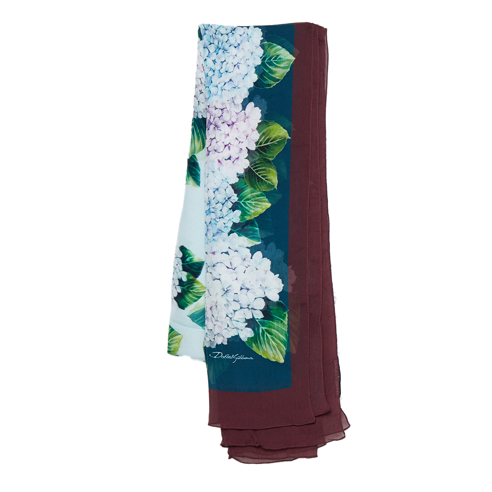 Pre Owned Dolce & Gabbana Multicolor Floral Printed Silk Crepe Scarf