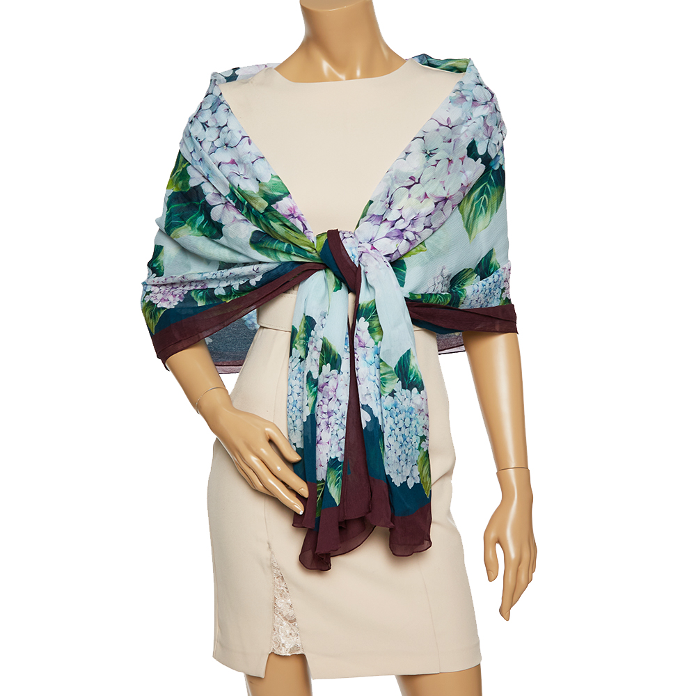 

Dolce & Gabbana Multicolor Floral Printed Silk Crepe Scarf