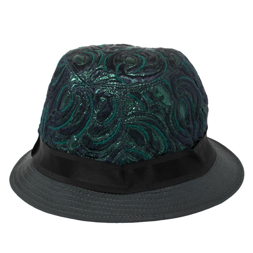 

Dolce & Gabbana Bicolor Metallic Jacquard Bucket Hat, Green