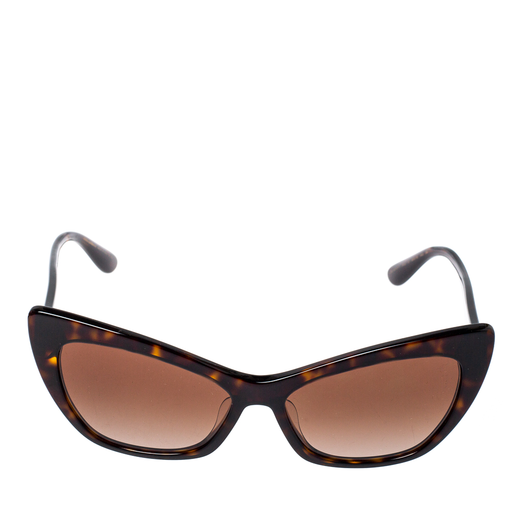 

Dolce & Gabbana Dark Havana/ Brown Gradient DG 4370-F Cat Eye Sunglasses