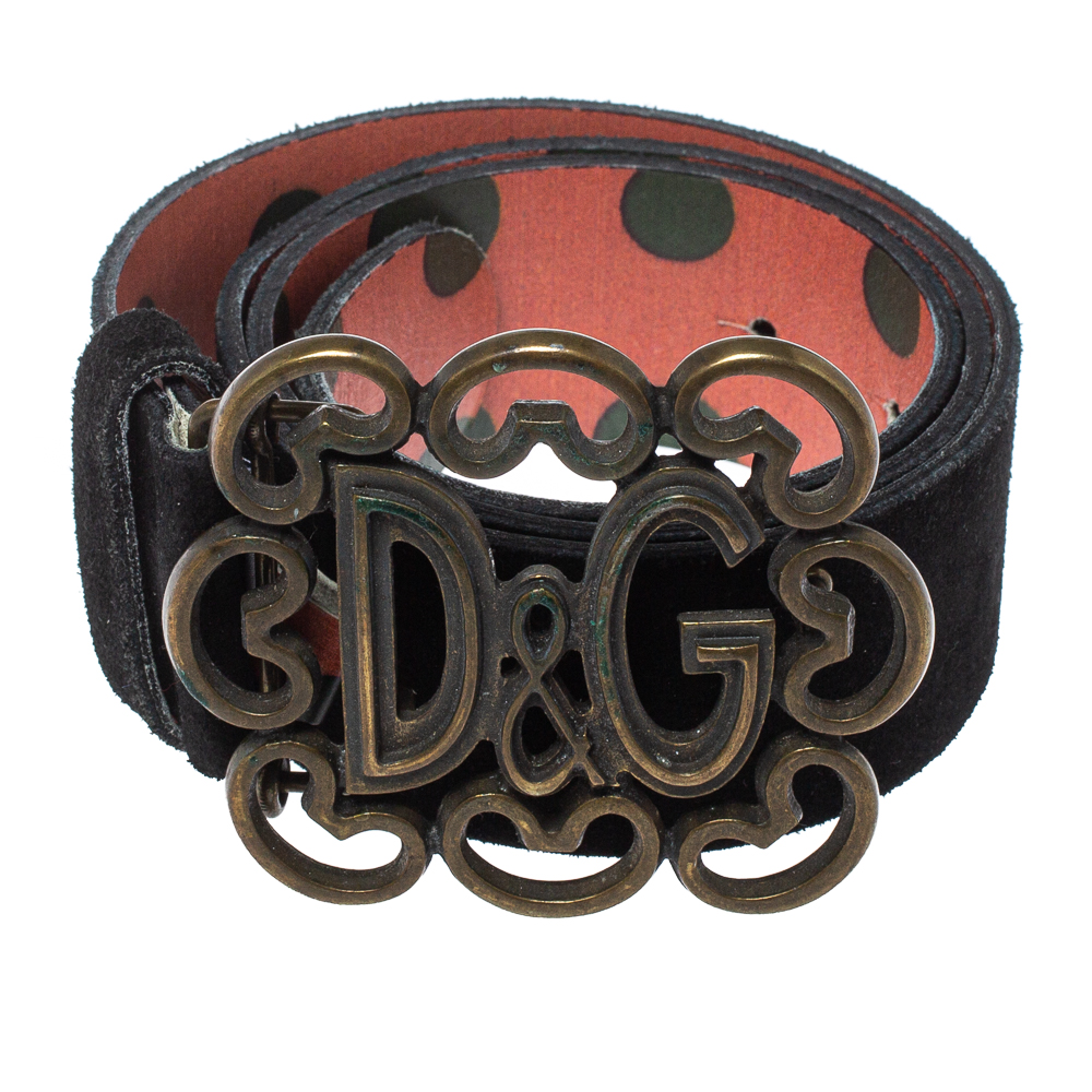 

Dolce & Gabbana Black Suede D&G Logo Belt