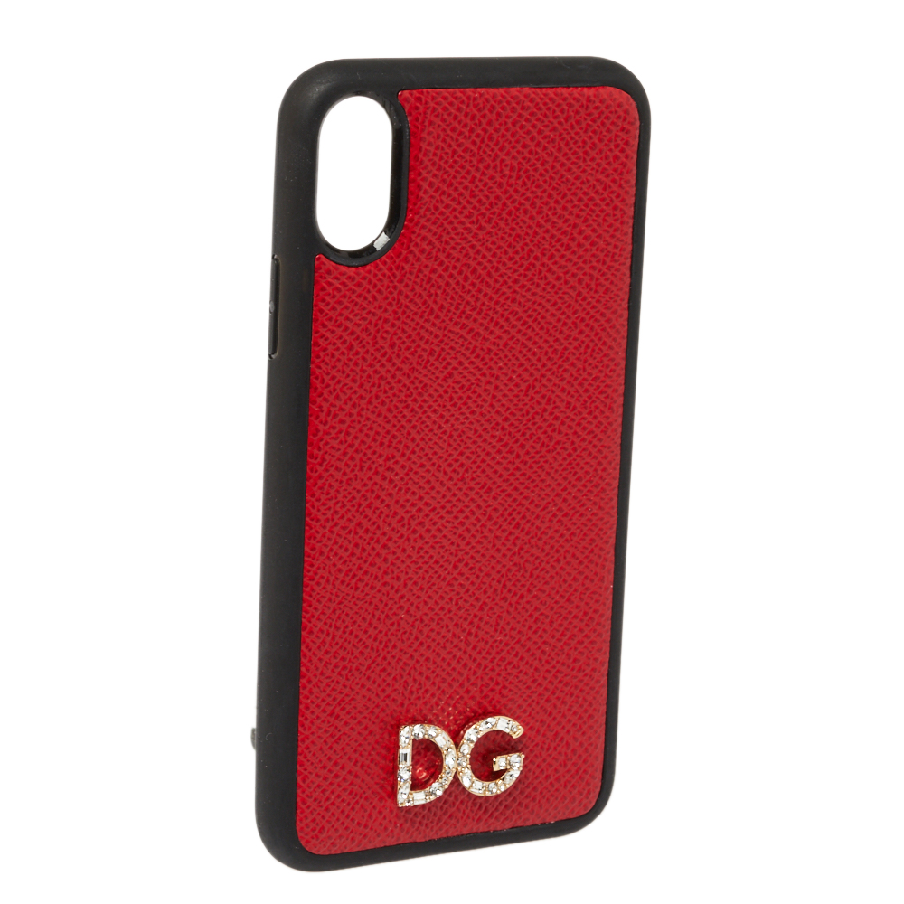 

Dolce & Gabbana Red/Black Leather Dauphine iPhone X Case