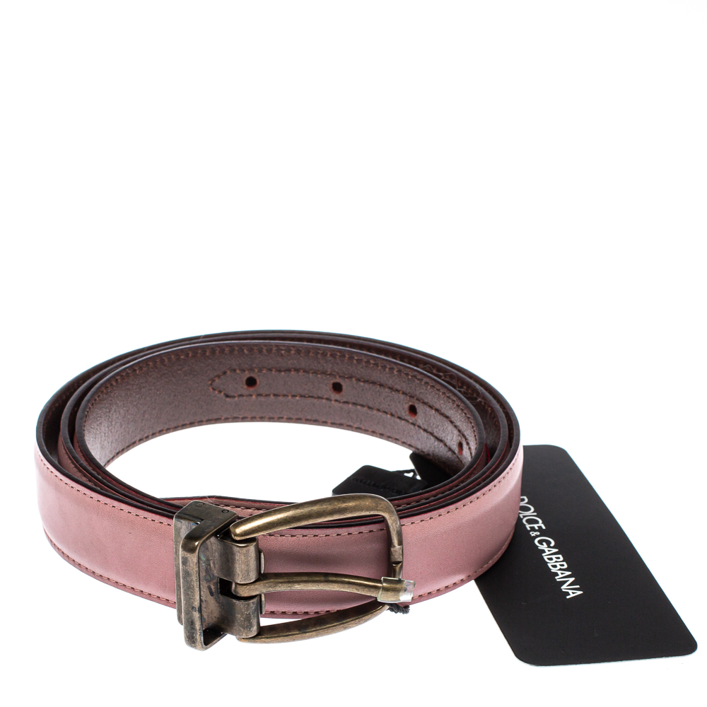 

Dolce & Gabbana Pink/Dark Brown Leather Reversible Belt