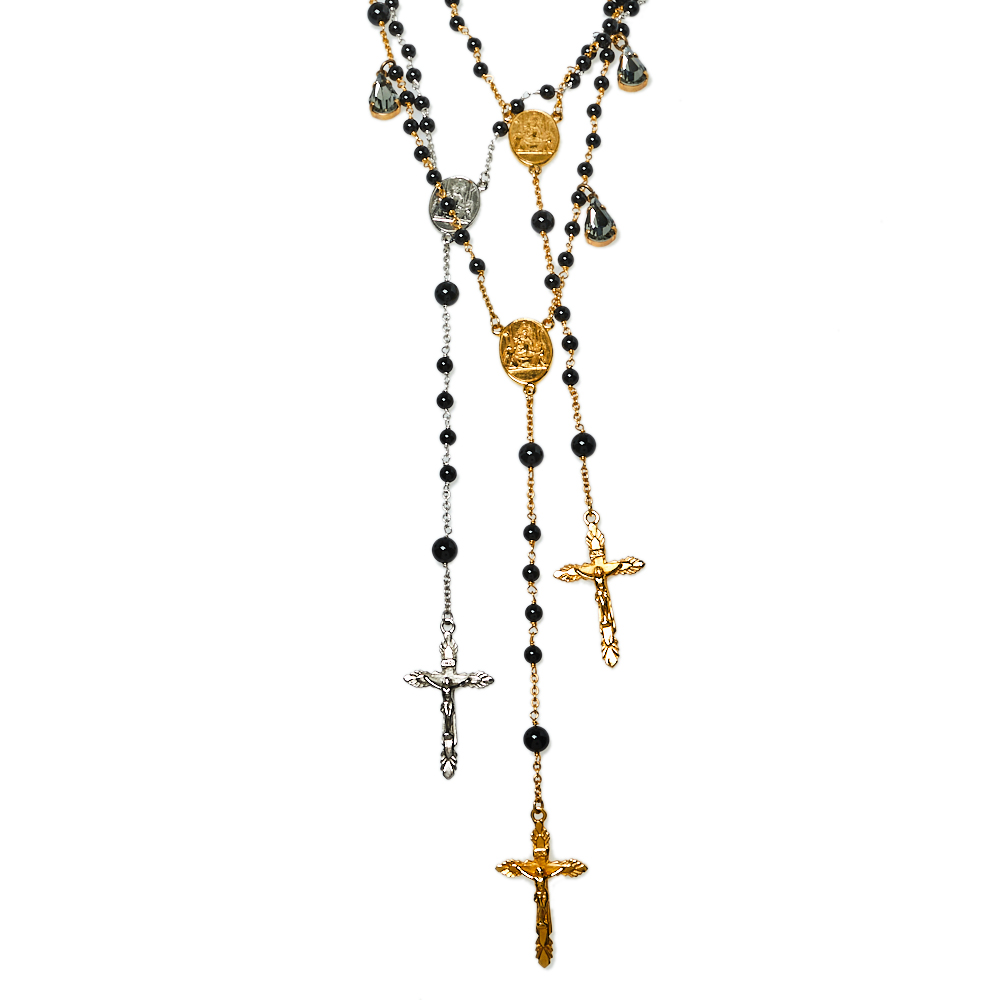 

Dolce & Gabbana Beaded Multi Layered Rosary Necklace, Gold