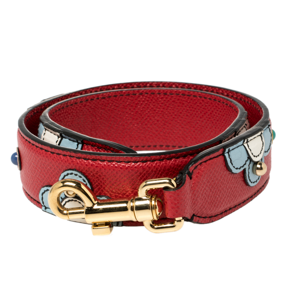 

Dolce & Gabbana Multicolor Floral Leather Studded Bag Strap