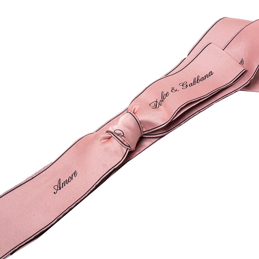 

Dolce & Gabbana Pink Satin Amore Bow Belt