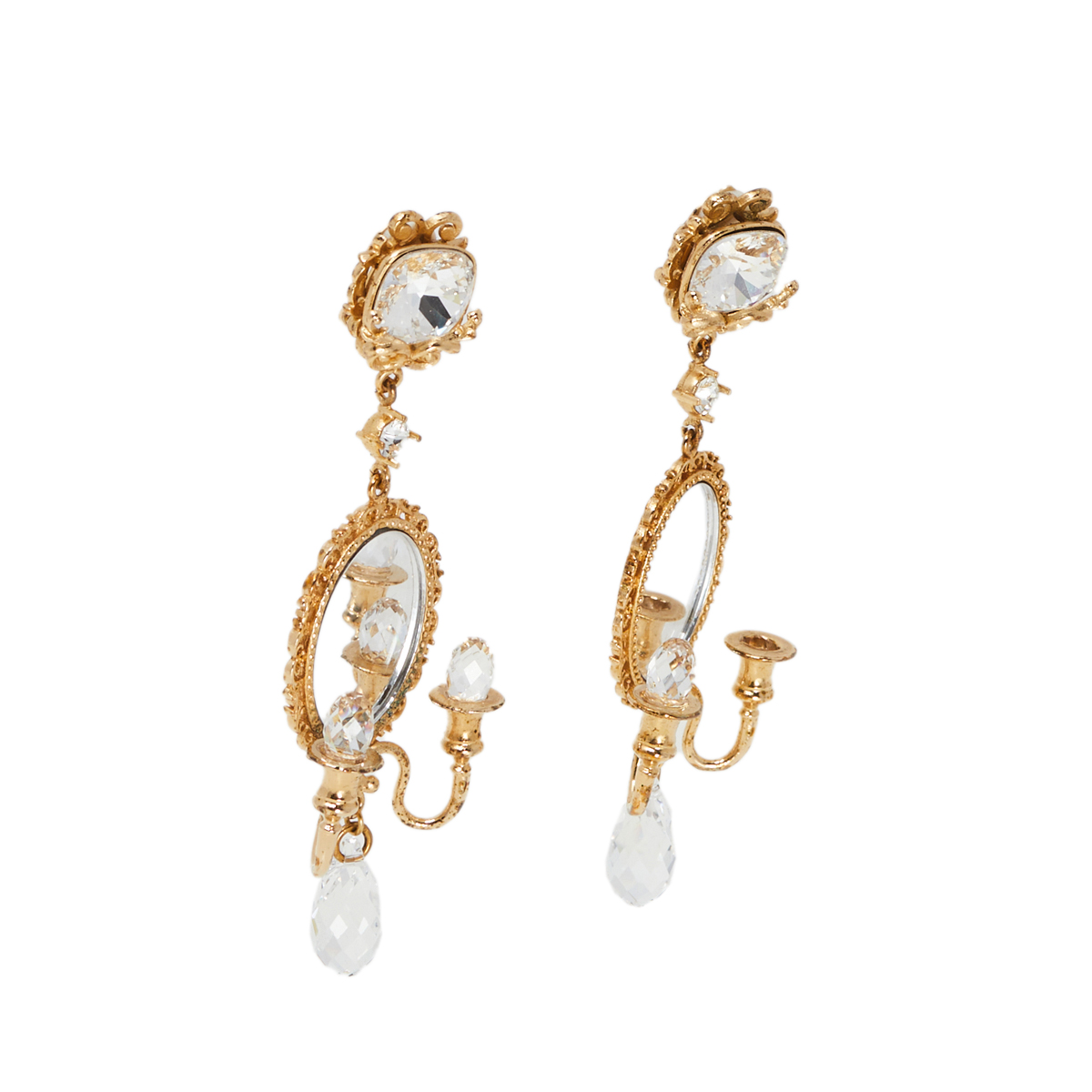 

Dolce & Gabbana Crystal Gold Tone Chandelier Earrings