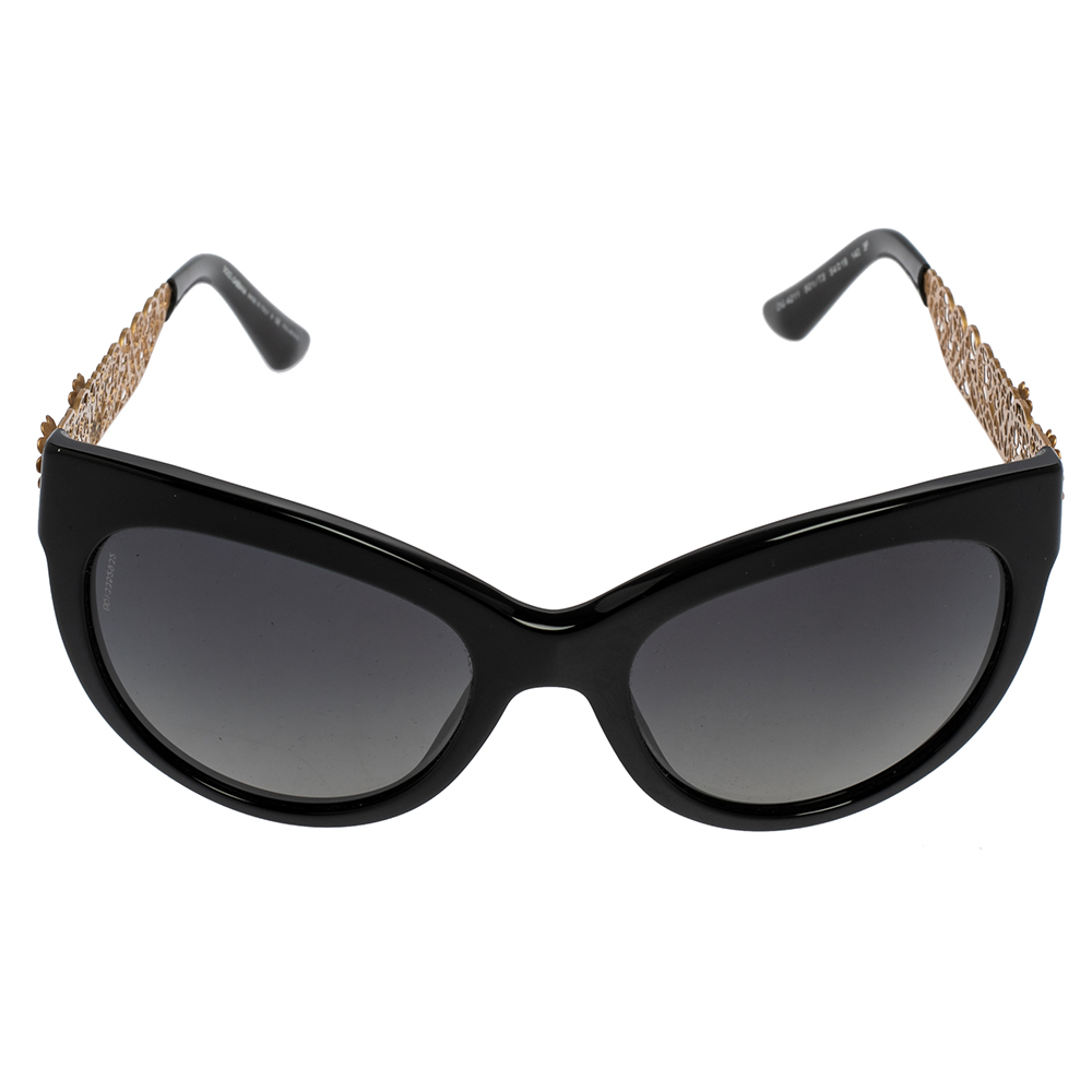 

Dolce & Gabbana Black Acetate DG 4211 Polarized Cat Eye Sunglasses