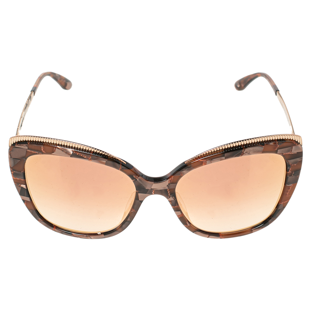 

Dolce & Gabbana Pink Mosaic/ Rose Gold Mirrored DG4332 Cat-Eye Sunglasses