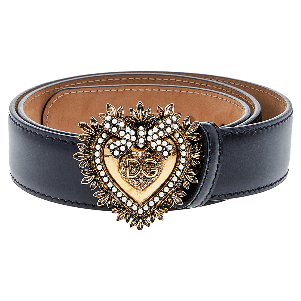 

Dolce&Gabbana Black Leather Devotion Belt