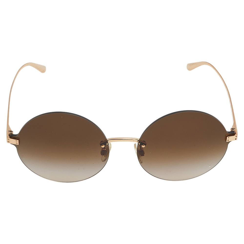 

Dolce & Gabbana Rose Gold Tone/Brown Gradient DG 2228 Round Sunglasses