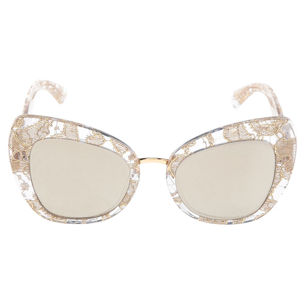 

Dolce & Gabbana Gold Lace DG4319 Lace Cat Eye Sunglasses