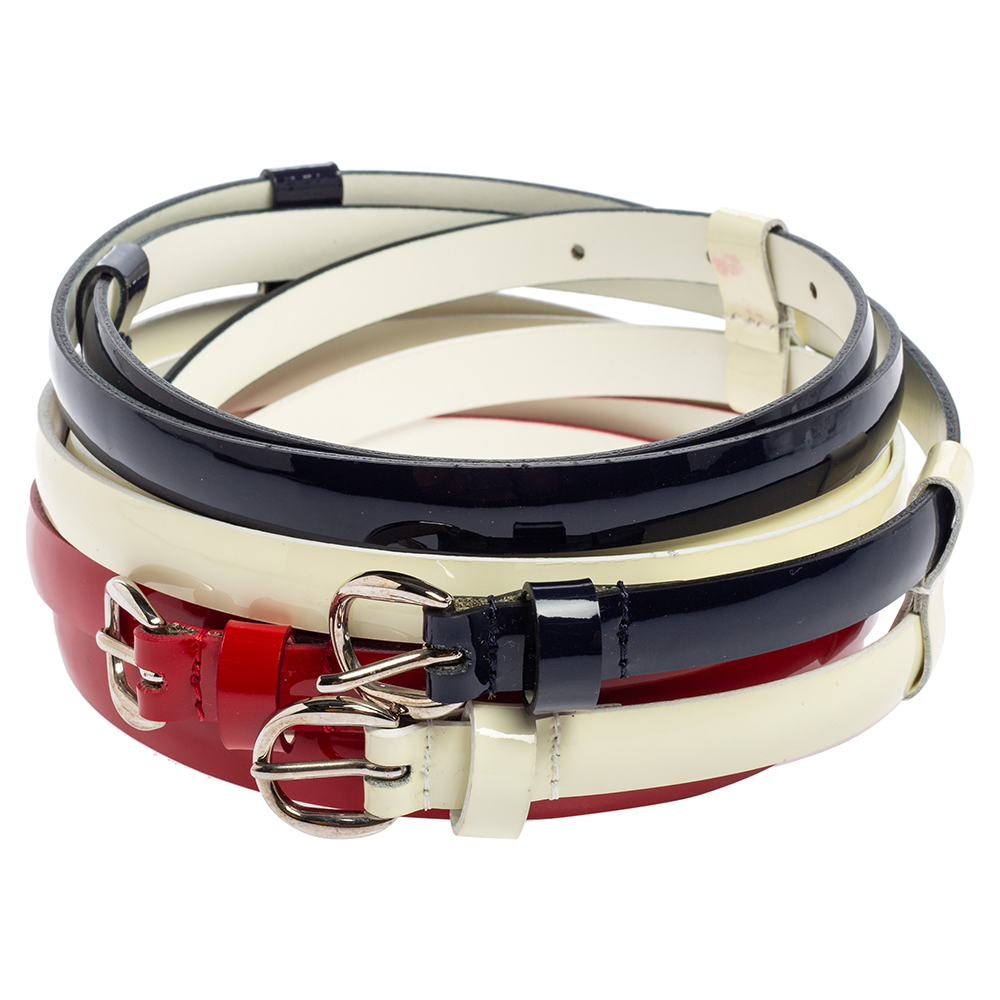 

D&G Multicolor Patent Leather Triple Slim Waist Belt