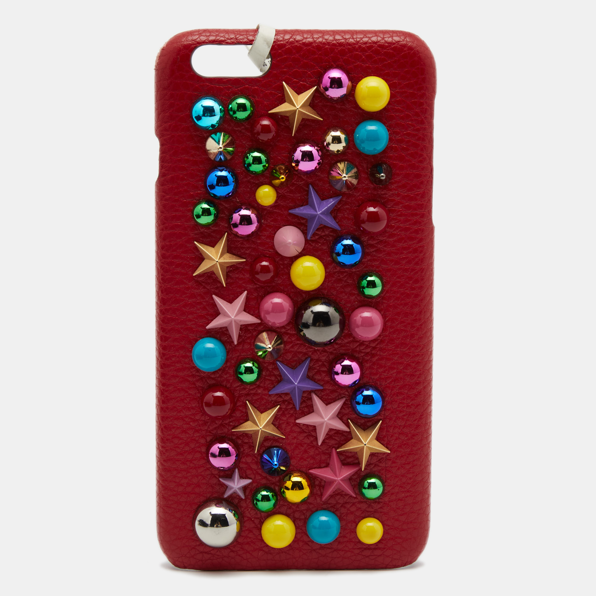 Pre-owned Dolce & Gabbana Red Leather Embellished Iphone 6 Plus Cover
