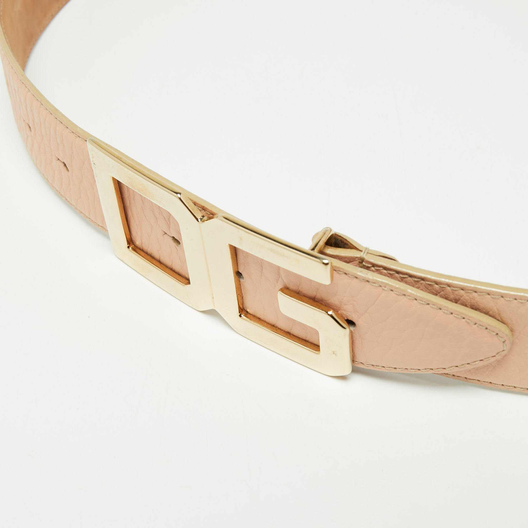 

Dolce & Gabbana Light Pink Leather DG Logo Belt