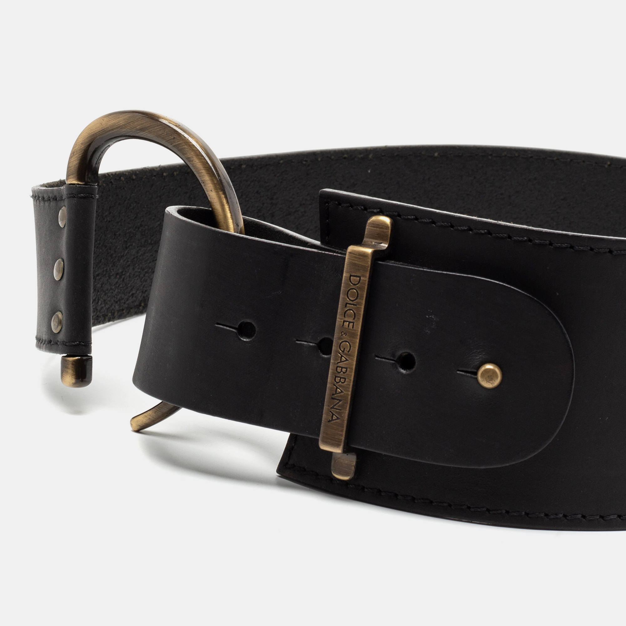 

Dolce & Gabbana Black Leather D Ring Waist Belt