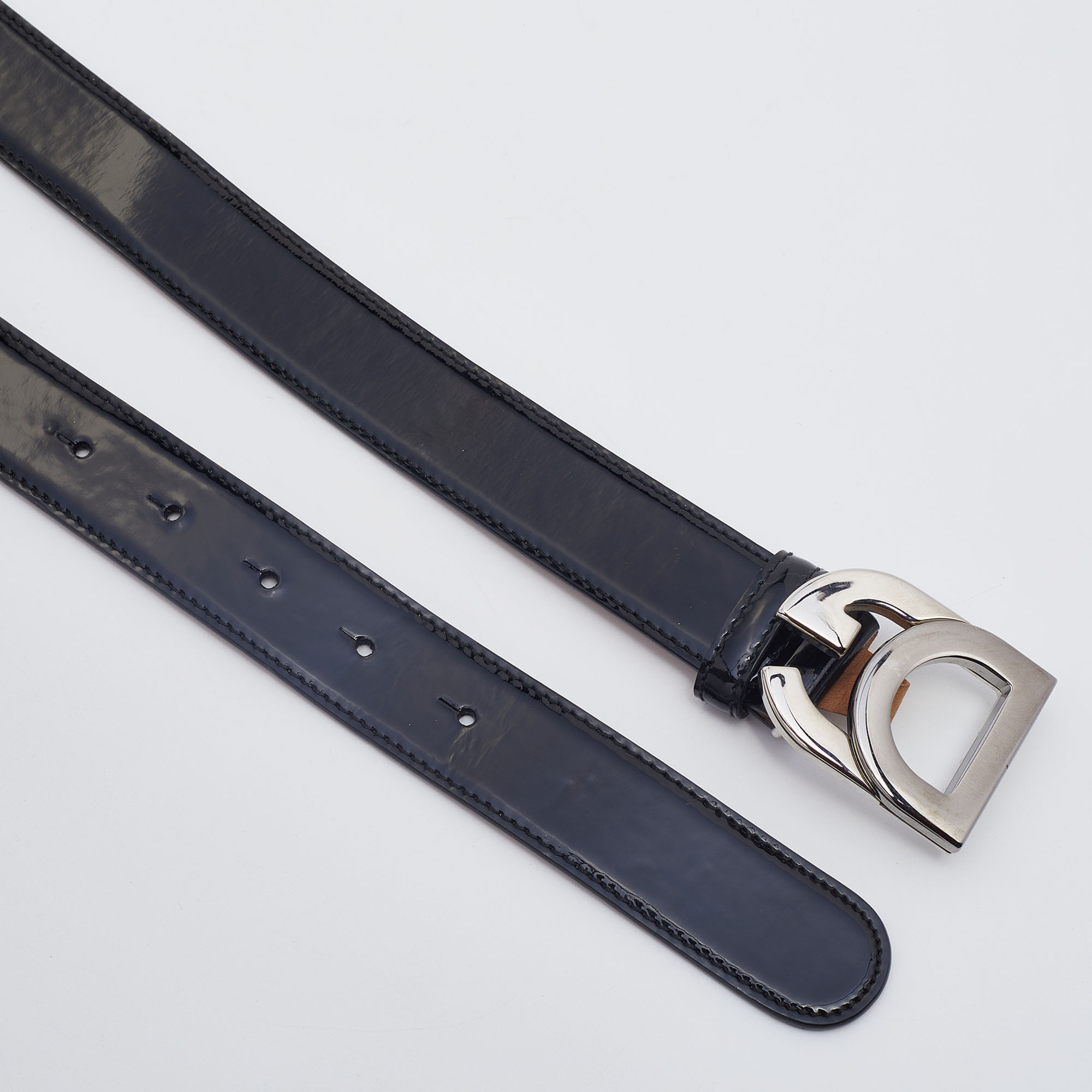 

Dolce & Gabbana Black Patent Leather Logo Buckle Belt