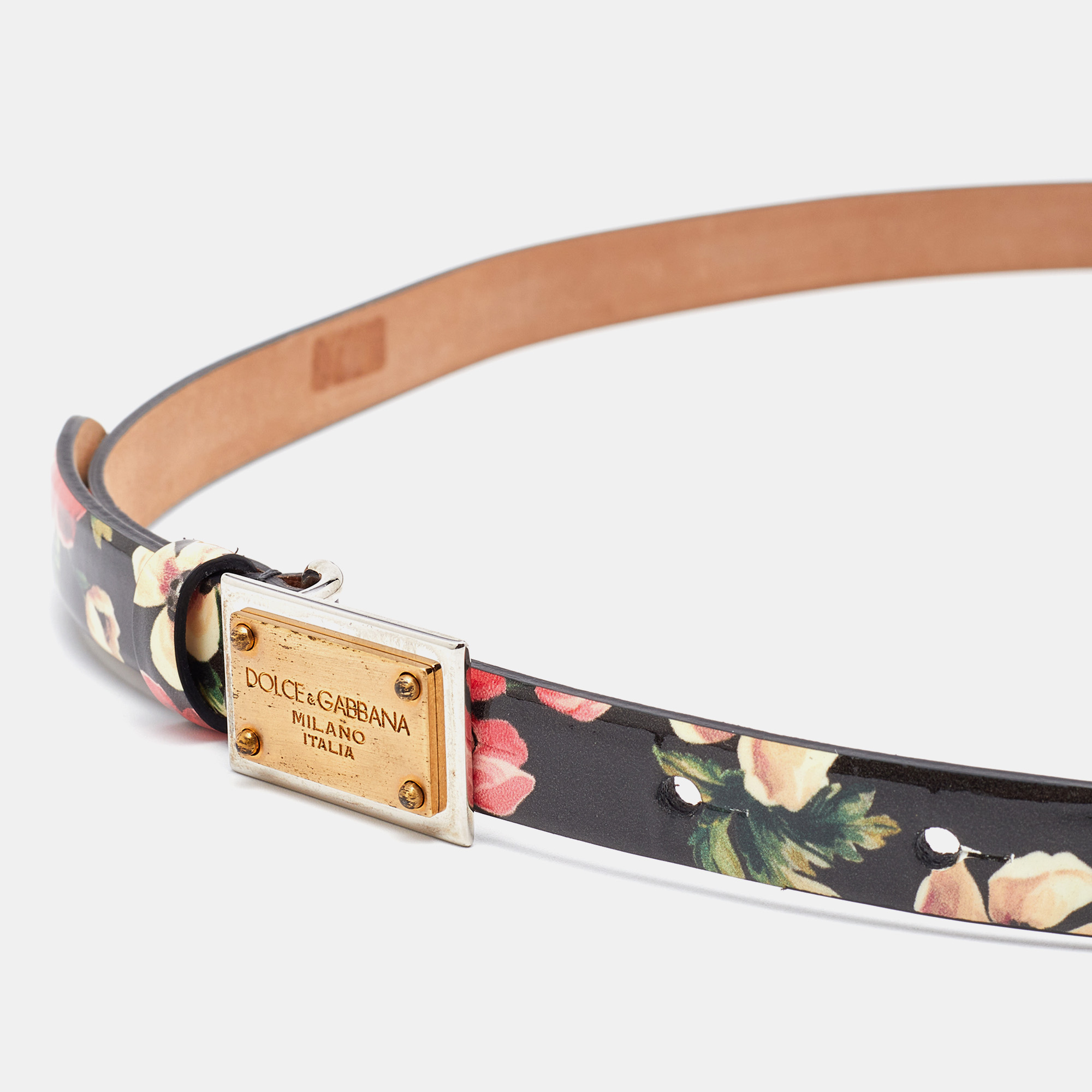 

Dolce & Gabbana Multicolor Floral Print Patent Leather Belt